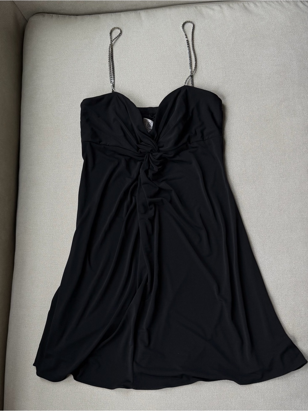 Y2k 2000’s Little Black Dress with Rhinestone Straps Size Small By Blondie Nites